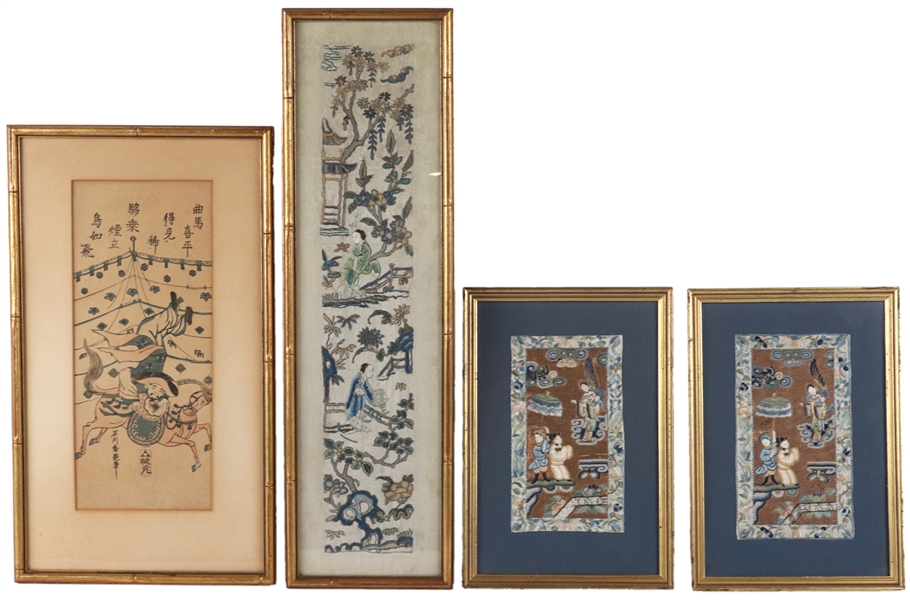 Three Chinese Embroidery Panels