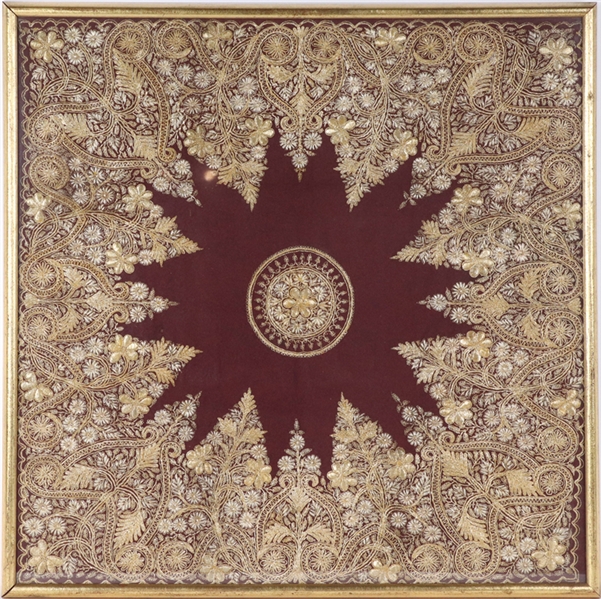 Red and Gold Embroidery Panel