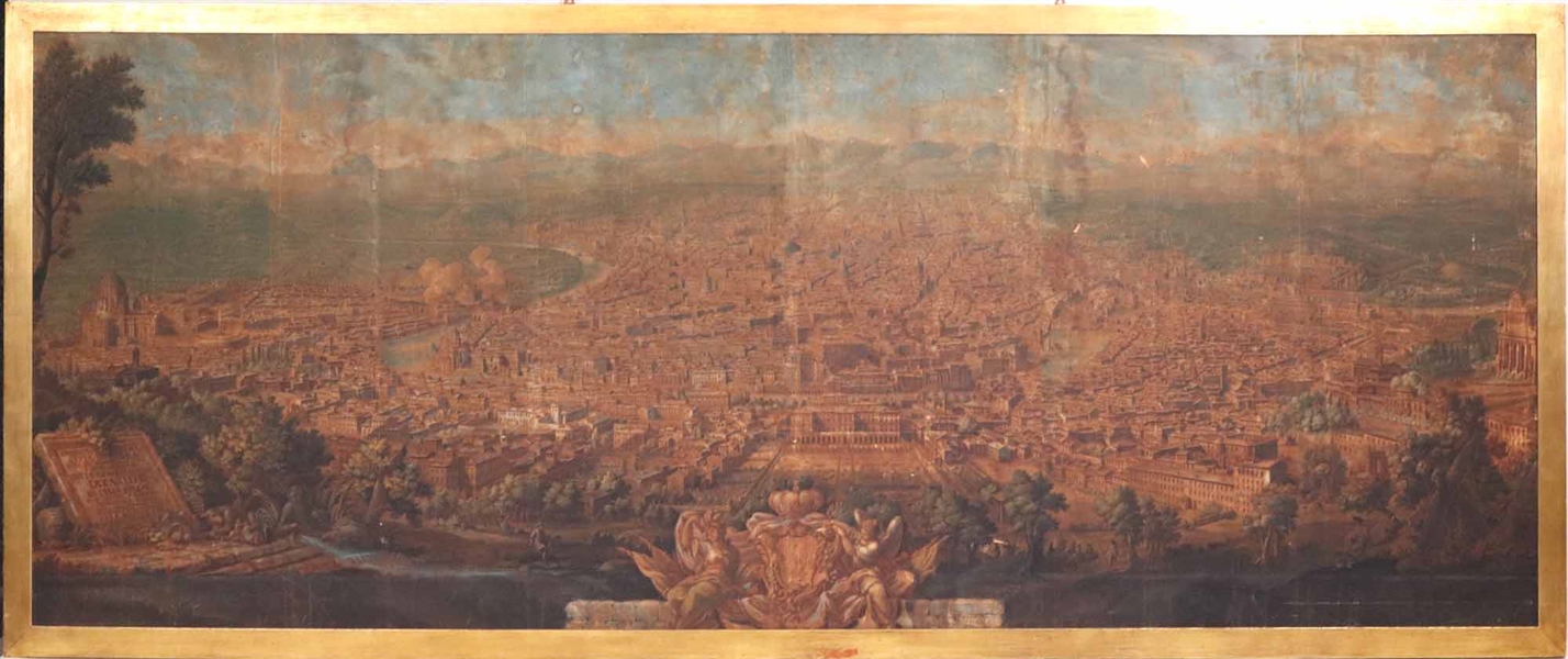 Giuseppe Vasi, Colored Print, Panorama of Rome
