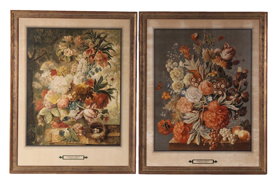 Two Joseph Nigg Lithographs of Flowers