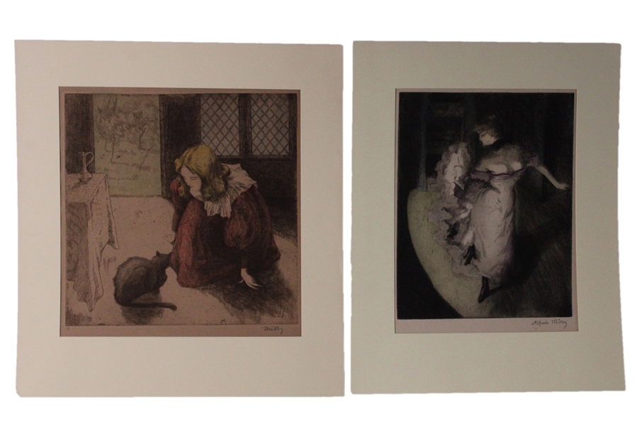 Two Alfredo Muller Color Aquatints of Figures