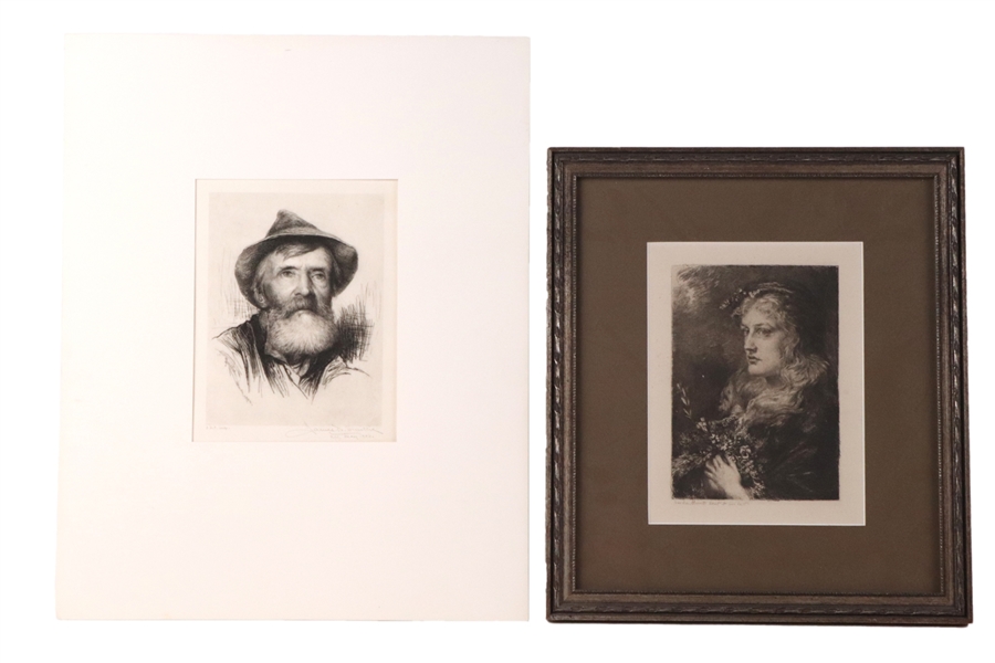 Two Etchings, Self Portraits of Artists