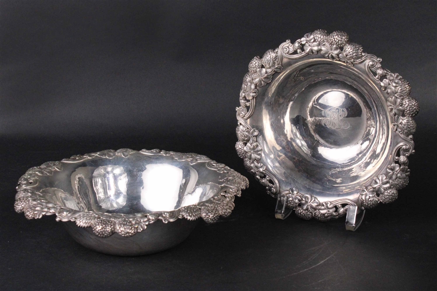 Two Tiffany Sterling Silver Clover Fruit Bowls