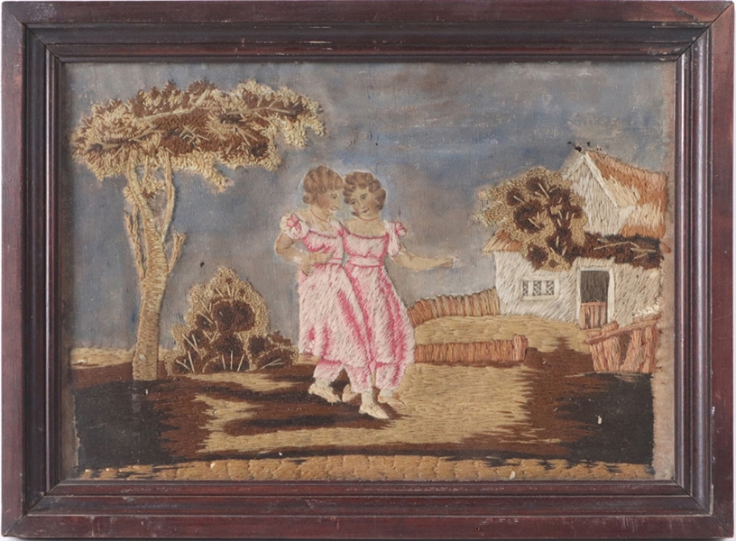 19th C. Painting of Two Sisters