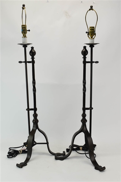 Pair of Faux Adjustable Candlestick Lamps