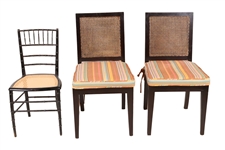 Pair of Black-Painted Caned Seat Chairs