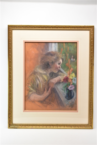 Cydney Grossman, Pastel on Paper, Girl at Window