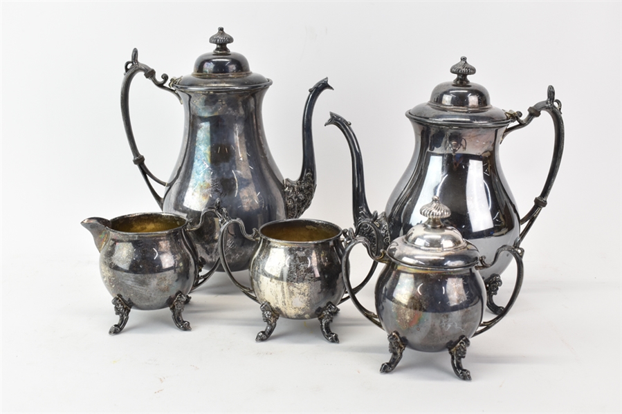 Silver on Copper 5-Piece Tea and Coffee Service