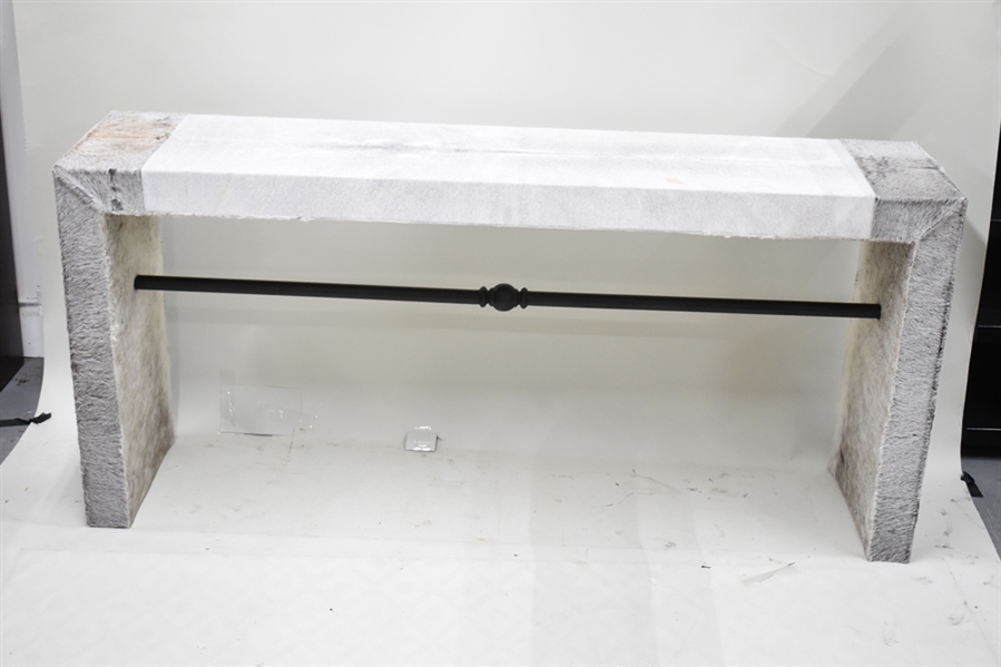 Large Modern Hide Covered Console Table