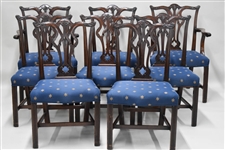 Chippendale Style Carved Set of 8 Dining Chairs
