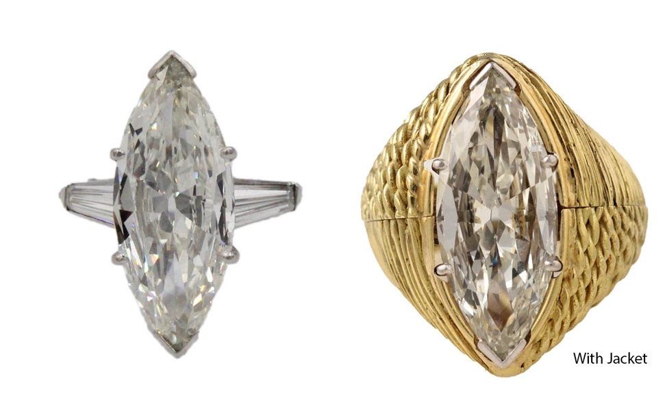 Platinum and Diamond Marquis Engagement Ring