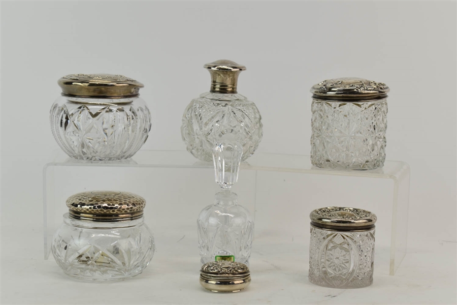 Group of Assorted Cut Glass Dresser Jars