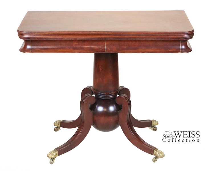 Classical Brass-Inlaid Mahogany Card Table 