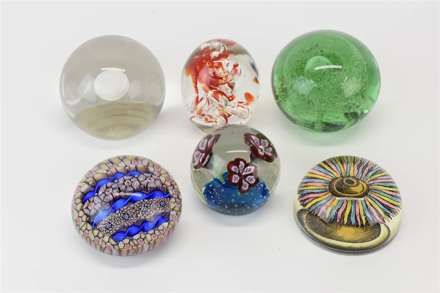 Six of Assorted Glass Paperweights