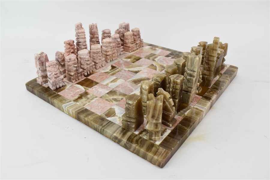 Onyx and Natural Stone Chess Set