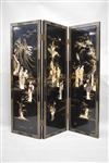 Japanese Black Lacquered 3 Panel Dressing Screen
