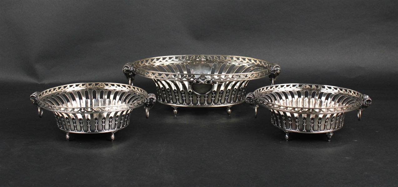 Three William Comyns Sterling Reticulated Bowls