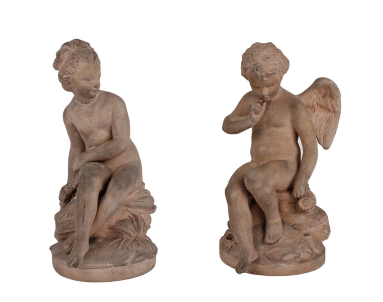 Sevres Terracotta Figurines of Cupid and Psyche