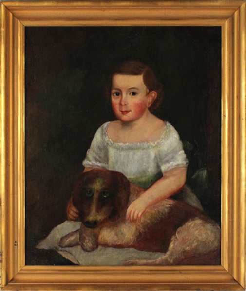 American School, Oil on Canvas, Boy and Dog