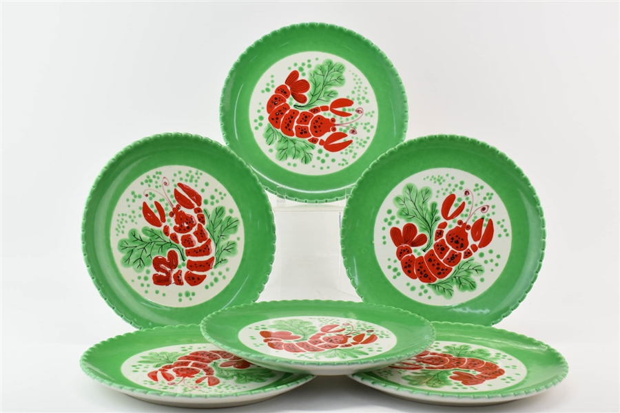 Six Italian Pottery Lobster Plates