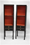 Pair of Black Lacquer Open Cabinets