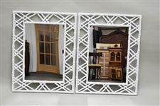 Pair of Bamboo Style Hanging Wall Mirrors