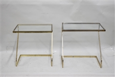 Set of Brass and Glass Top Nesting Tables