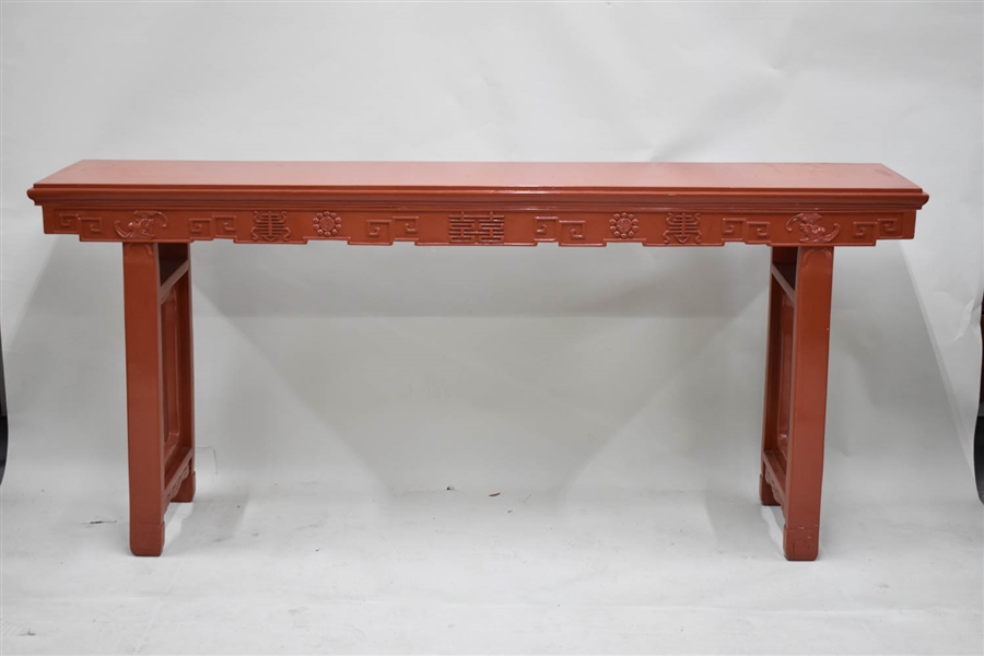 Asian Red Coral Painted Large Altar Table