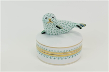 Herend Hungary Green Fishnet Seal Trinket Box