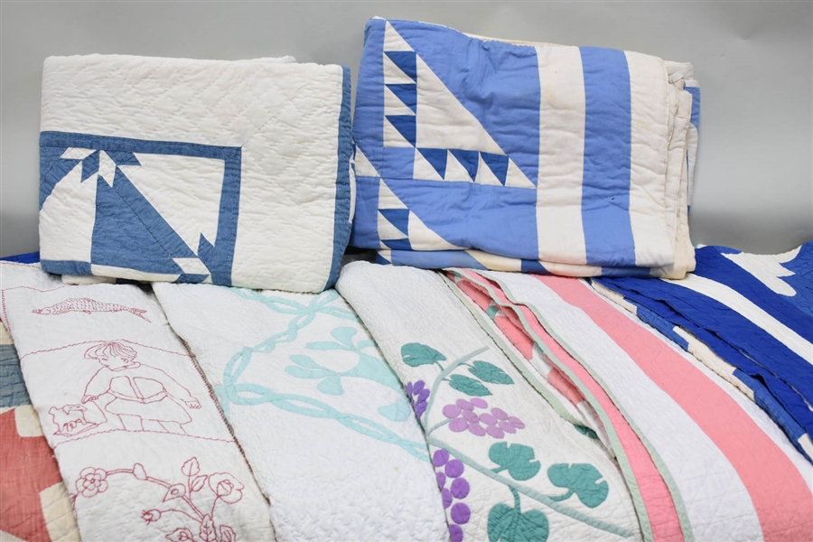 Nine Assorted Bed Quilts