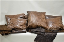 Group of Assorted Brown Leather Pillows