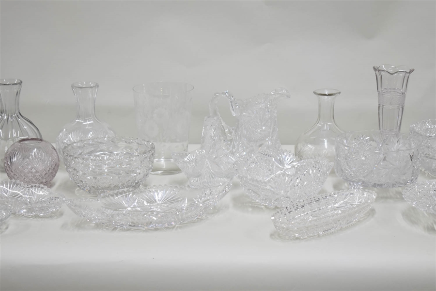 Group of Colorless Glass Serving Articles