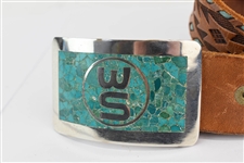 Sterling Silver and Turquoise Mexican Belt Buckle
