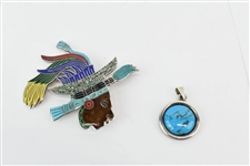 Miguel Arias Taxco Sterling Silver and Enamel Pin