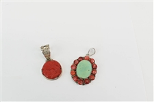 Sterling Silver and Red Stone Pendants