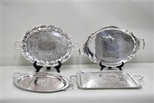 Four Assorted Silverplated Serving Trays