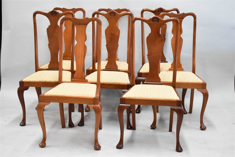 Eight Queen Anne Style Dining Chairs