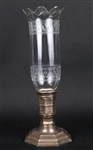 Scalloped and Etched Baccarat Glass Candlestick