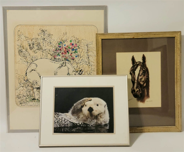 Group of Three Framed Animal Prints
