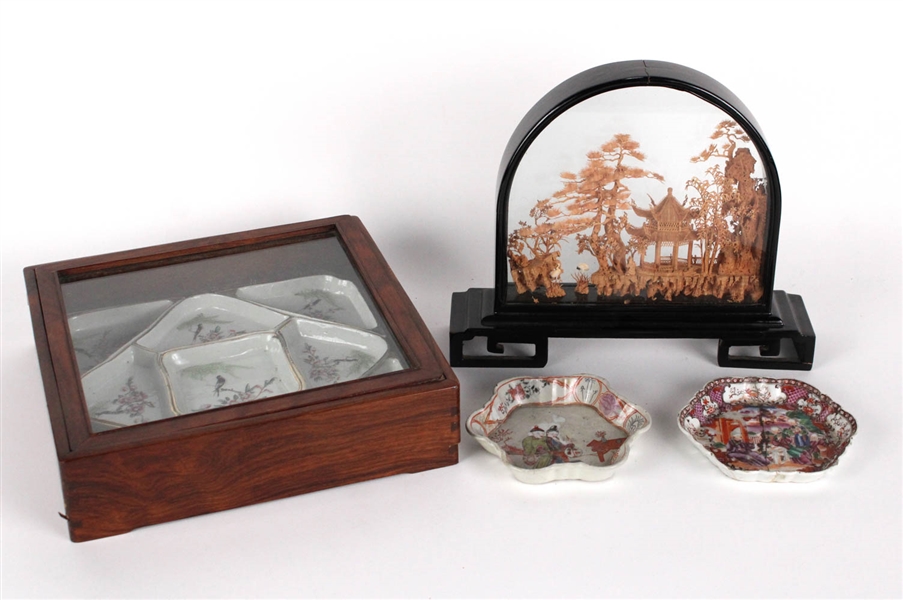 Chinese Porcelain Divided Dish in Shadowbox