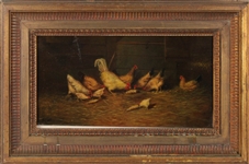 After Edgar Hunt, Oil on Panel, Chicken Coop