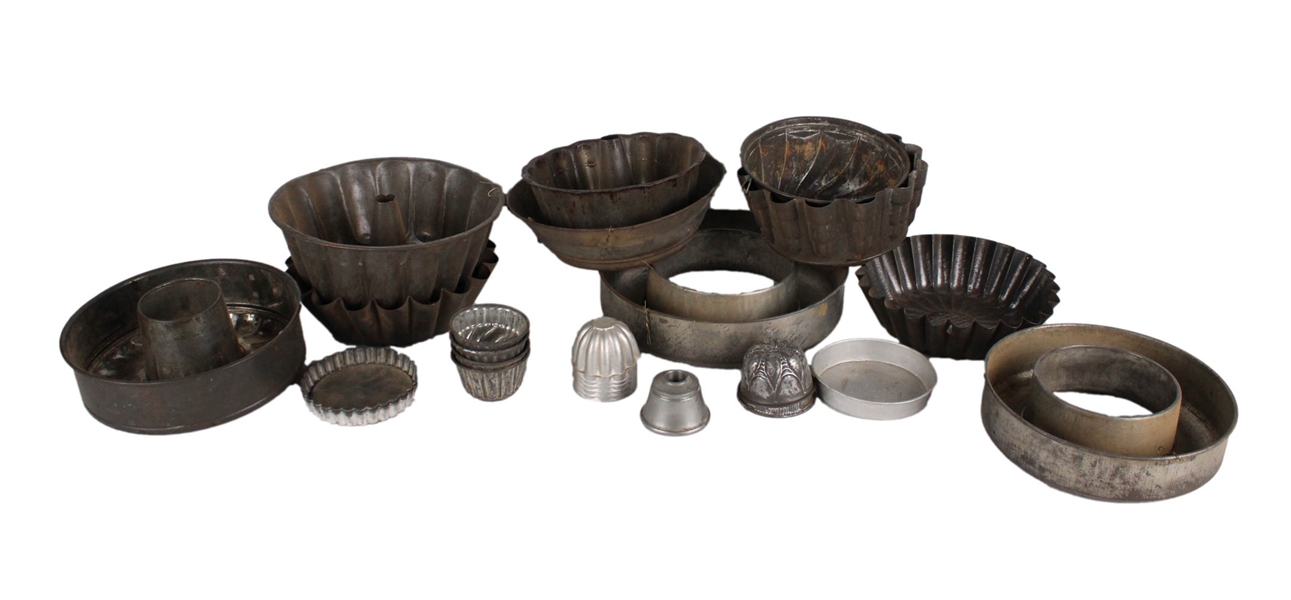 Group of Cast Iron Cake Pans and Gelatin Molds