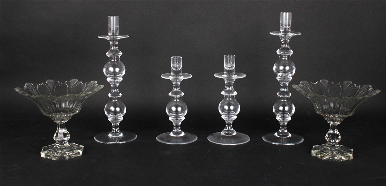 Four Modern Blown Glass Candlesticks