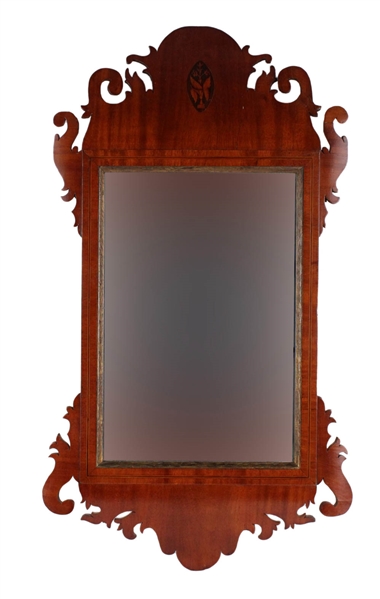 Chippendale Inlaid Mahogany Mirror 