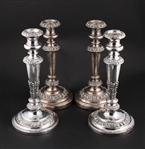 Two Sets of Silver Plated Candlesticks
