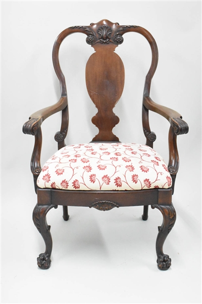 Chippendale Style Mahogany Open Armchair