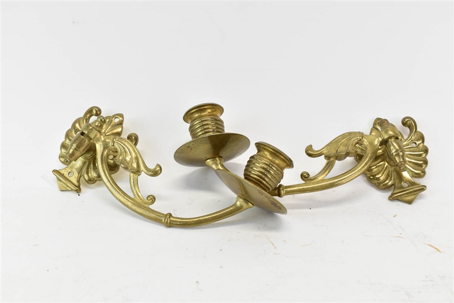Pair of Brass Beehive Candle Sconces