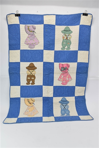 Vintage Blue and White Childs Bed Quilt