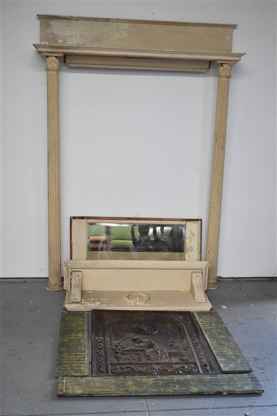 Antique Fireplace Surround with Mantle & Mirror