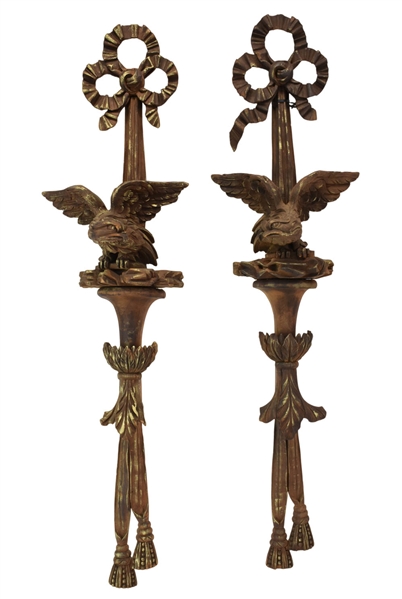 Pair of Giltwood Carved Eagle Wall Hangings